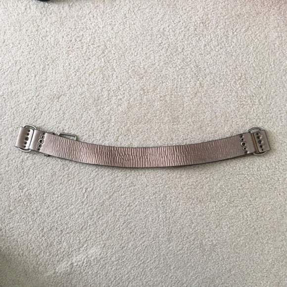 WCM New York Solid Brass Buckle Grommets Metallic Leather Wide Belt L Boho Punk - Picture 5 of 16